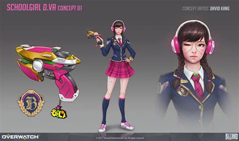 d va schoolgirl|D.Va Schoolgirl Skin Art .